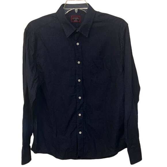 UNTUCKit Dark Blue Flannel Cotton Long Sleeve Casual Dress Shirt‎ Large Office - Picture 1 of 4